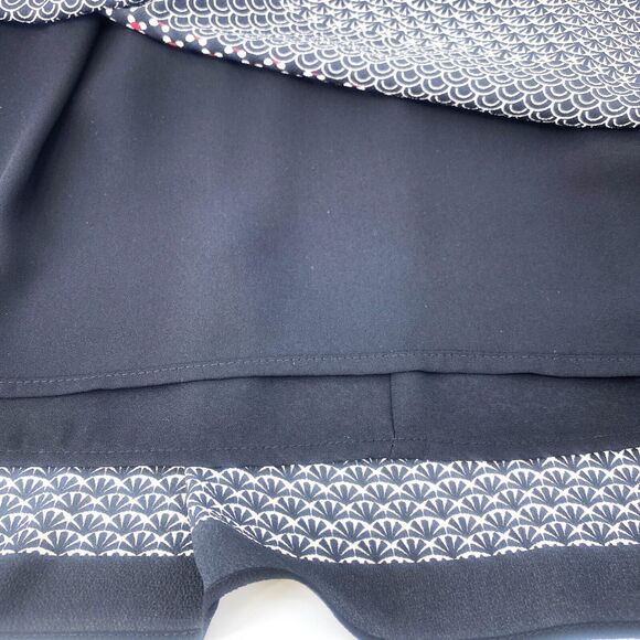 Talbots Long Pleated Full Skirt Geometric Print Lined Side Zip Black Red Size 6 - Picture 6 of 10